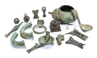 Lot 270 - A COLLECTION OF ANCIENT JAVANESE BRONZE FRAGMENTS, INDONESIA, MOSTLY 9TH-14TH CENTURY