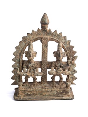 Lot 602 - A FOLK BRONZE SHRINE DEPICTING YEHU AND KANSARYA, MAHARASHTRA, 19TH CENTURY