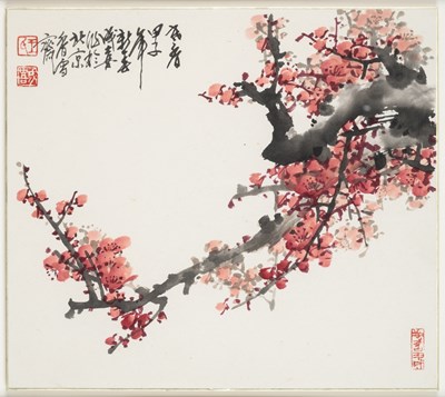 Lot 102 - CHINESE SCHOOL, THREE PAINTINGS 'FLOWERING AND FRUITING BRANCHES', 20TH CENTURY