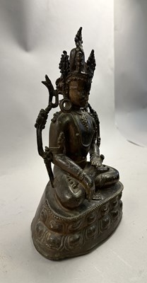 Lot 127 - A WESTERN TIBETAN BRONZE FIGURE OF BUDDHA, 13TH/14TH CENTURY