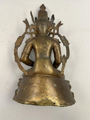 Lot 127 - A WESTERN TIBETAN BRONZE FIGURE OF BUDDHA, 13TH/14TH CENTURY