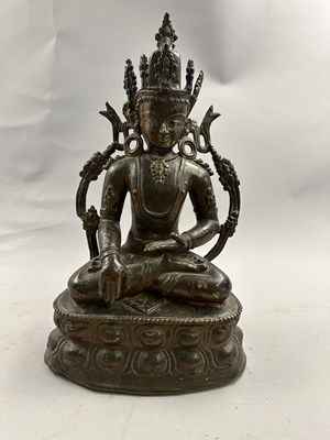 Lot 127 - A WESTERN TIBETAN BRONZE FIGURE OF BUDDHA, 13TH/14TH CENTURY