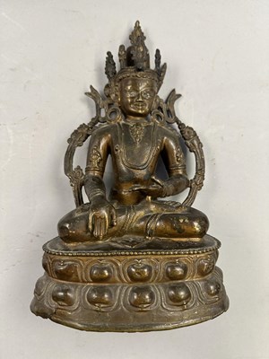 Lot 127 - A WESTERN TIBETAN BRONZE FIGURE OF BUDDHA, 13TH/14TH CENTURY