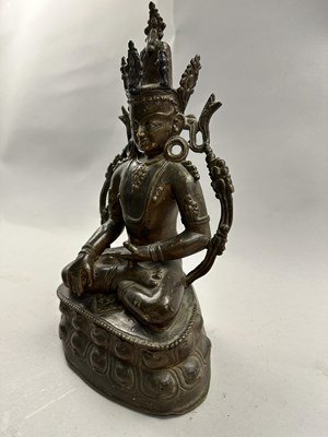 Lot 127 - A WESTERN TIBETAN BRONZE FIGURE OF BUDDHA, 13TH/14TH CENTURY