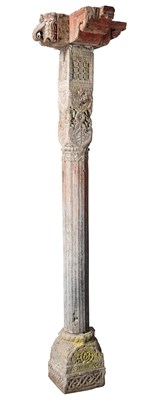 Lot 159 - A CARVED AND PAINTED WOOD COLUMN, SOUTHERN INDIA, 18TH/19TH CENTURY