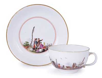 Lot 14 - â€¡A MEISSEN PORCELAIN CUP AND SAUCER