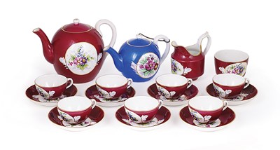 Lot 26 - A RUSSIAN PORCELAIN PART TEA SERVICE