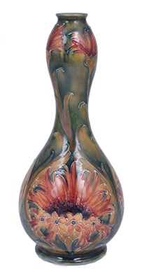 Lot 57 - REVIVED CORNFLOWER (OR BROWN CHRYSANTHEMUM): A SMALL MOORCROFT MACINTYRE VASE