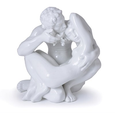 Lot 62 - A DANISH PORCELAIN FIGURE GROUP OF A COUPLE EMBRACING