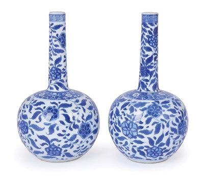 Lot 71 - A PAIR OF CHINESE PORCELAIN BLUE AND WHITE 'G' MARK BOTTLE VASES