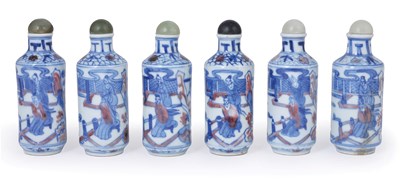 Lot 72 - A SET OF SIX CHINESE PORCELAIN SNUFF OR SCENT BOTTLES