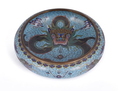 Lot 82 - A CHINESE CLOISONNÃ‰ DRAGON BOWL