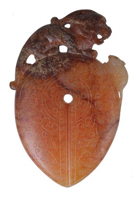 Lot 86 - A CHINESE JADE RITUAL AXE HEAD