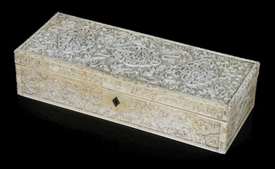 Lot 100 - A CHINESE IVORY CIGARETTE BOX