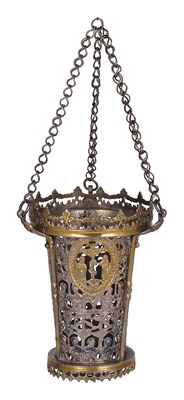 Lot 120 - AN OTTOMAN PARCEL-GILT SILVER SANCTUARY LAMP