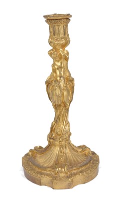 Lot 123 - A GILT-BRONZE CANDLESTICK