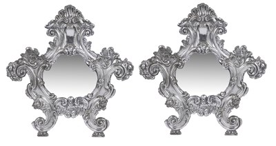 Lot 128 - A PAIR OF SILVERED BRASS FRAMES