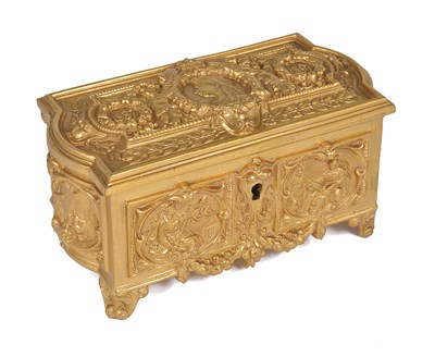 Lot 130 - A VICTORIAN GILT-METAL DIAMOND JUBILEE COMMEMORATIVE CASKET