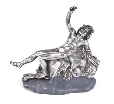 Lot 138 - AN ITALIAN SILVER FIGURE OF THE DRUNKEN SATYR