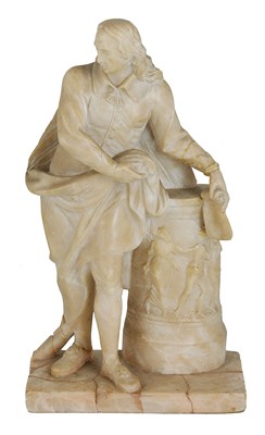 Lot 140 - AN ALABASTER FIGURE OF MILTON