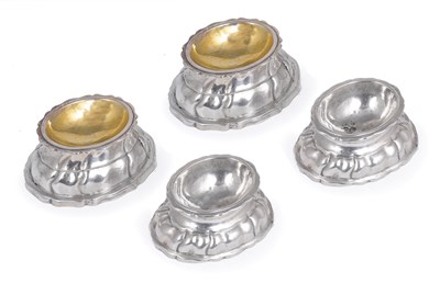 Lot 154 - TWO PAIRS OF GERMAN SILVER SALT CELLARS