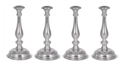 Lot 159 - A SET OF FOUR AUSTRO-HUNGARIAN SILVER TABLE CANDLESTICKS