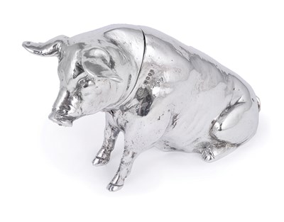 Lot 171 - A GERMAN SILVER MODEL OF A PIG