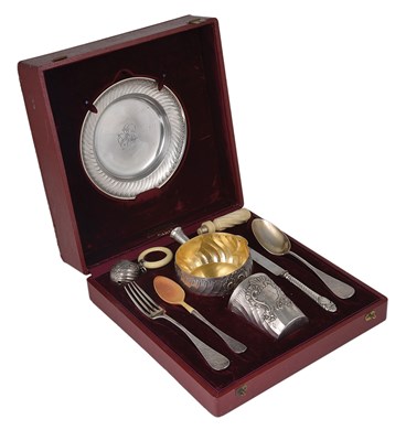 Lot 177 - A FRENCH SILVER CHRISTENING SET