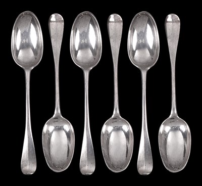 Lot 204 - A SET OF SIX SCOTTISH GEORGE III SILVER TABLESPOONS