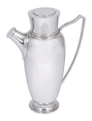 Lot 206 - A GEORGE V SILVER ART DECO COCKTAIL SHAKER