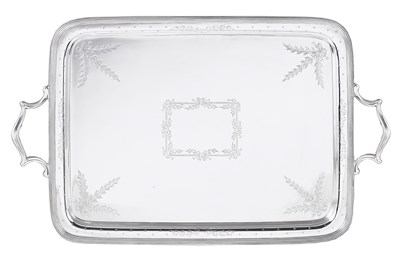 Lot 213 - AN EDWARDIAN SILVER TRAY