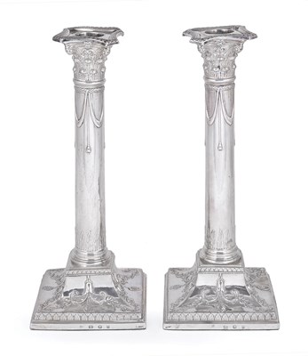 Lot 239 - A PAIR OF GEORGE III SILVER CANDLESTICKS