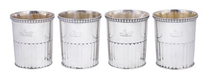 Lot 247 - A SET OF FOUR GEORGE III SILVER BEAKERS