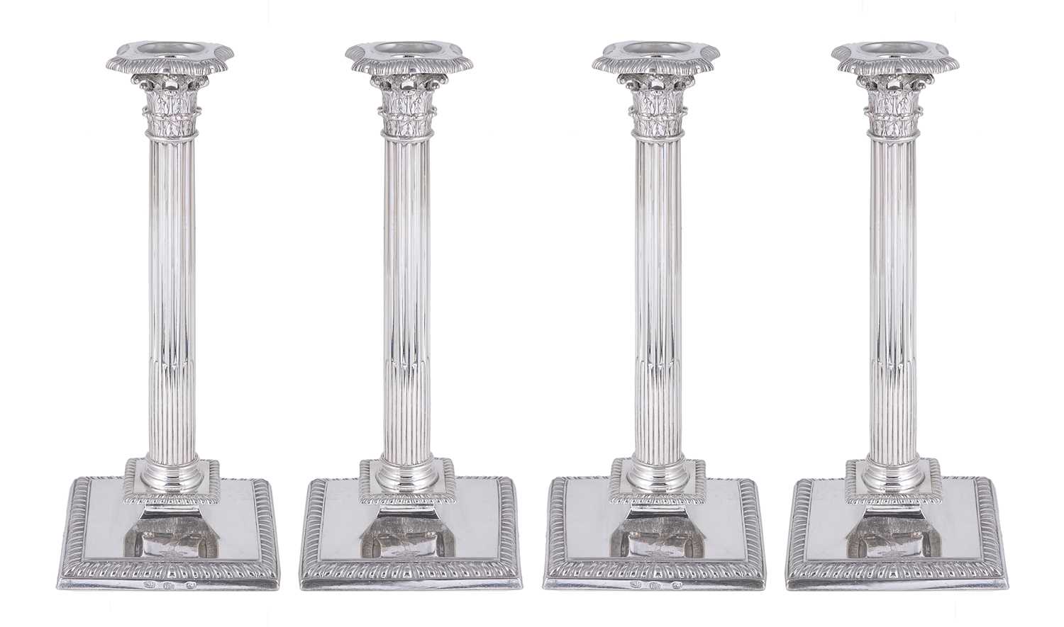 Lot 250 - A SET OF FOUR IRISH GEORGE III SILVER CANDLESTICKS