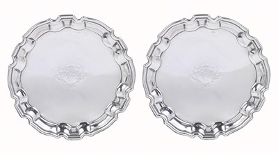 Lot 252 - A PAIR OF GEORGE II SILVER WAITERS