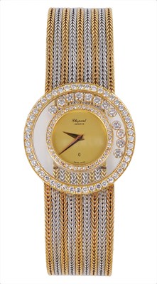 Lot 284 - CHOPARD, 'HAPPY DIAMONDS' REF. H2647:A GENTLEMAN'S GOLD AND DIAMOND SET BRACELET WATCH