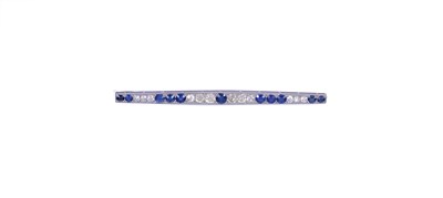 Lot 317 - SAPPHIRE AND DIAMOND BAR BROOCH