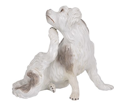 Lot 27 - A MEISSEN FIGURE OF A BOLOGNESE SPANIEL