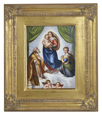 Lot 43 - A BERLIN PORCELAIN PLAQUE OF RAPHAEL'S SISTINE MADONNA