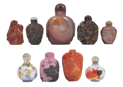 Lot 49 - A GROUP OF NINE CHINESE SNUFF BOTTLES