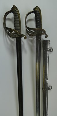 Lot 266 - A VICTORIAN INDIAN ARMY 1845 PATTERN INFANTRY OFFICER'S SWORD RETAILED BY RANKIN, CALCUTTA, AND A VICTORIAN 1845 PATTERN INFANTRY OFFICER'S SWORD RETAILED BY HAMLIN & EMBLING, PAVILION BUILDINGS