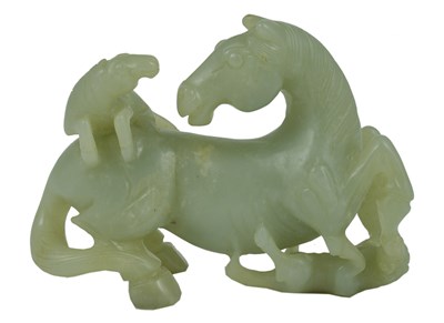 Lot 66 - A CHINESE JADE HORSE GROUP