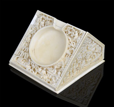 Lot 82 - A CHINESE IVORY WATCH STAND