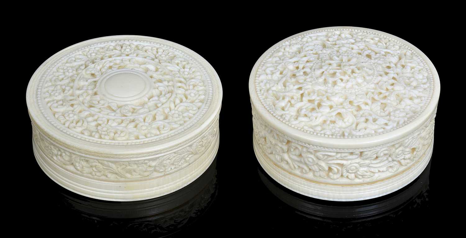 Lot 84 - TWO IVORY BOXES AND COVERS