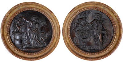 Lot 101 - A PAIR OF FRENCH BRONZE ROUNDELS, CIRCLE OF CLAUDE MICHEL CALLED CLODION