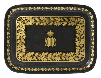 Lot 114 - A FRENCH LOUIS PHILIPPE BLACK AND GILT TOLE TRAY