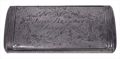 Lot 118 - A GEORGE II STEEL TOBACCO BOX