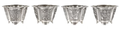 Lot 123 - A SET OF FOUR CHINESE SILVER SALT CELLARS