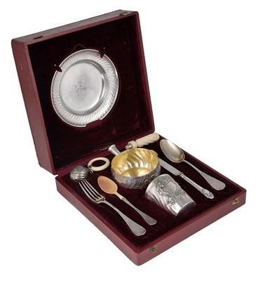 Lot 150 - A FRENCH SILVER CHRISTENING SET