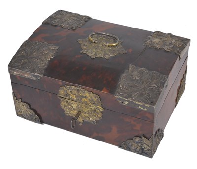 Lot 154 - A FLEMISH SILVER-GILT-MOUNTED TORTOISESHELL CASKET